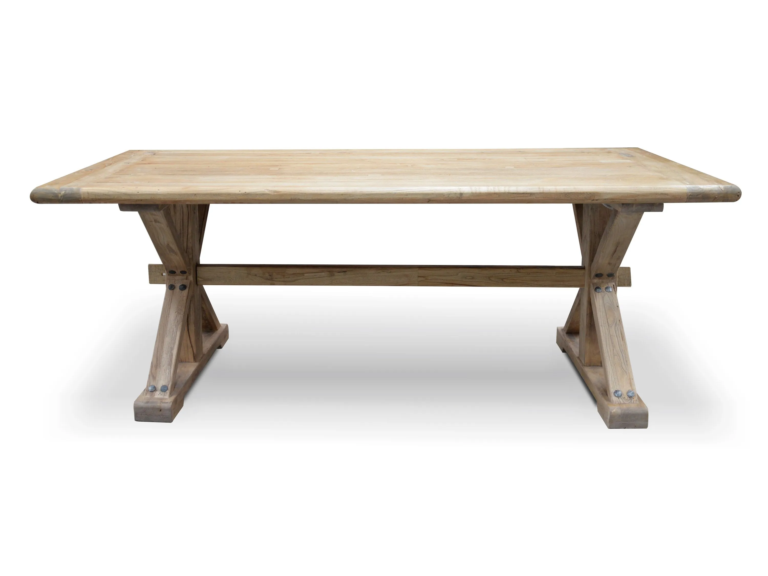 Winston 2m Reclaimed Elm Wood Dining Table - Rustic Natural