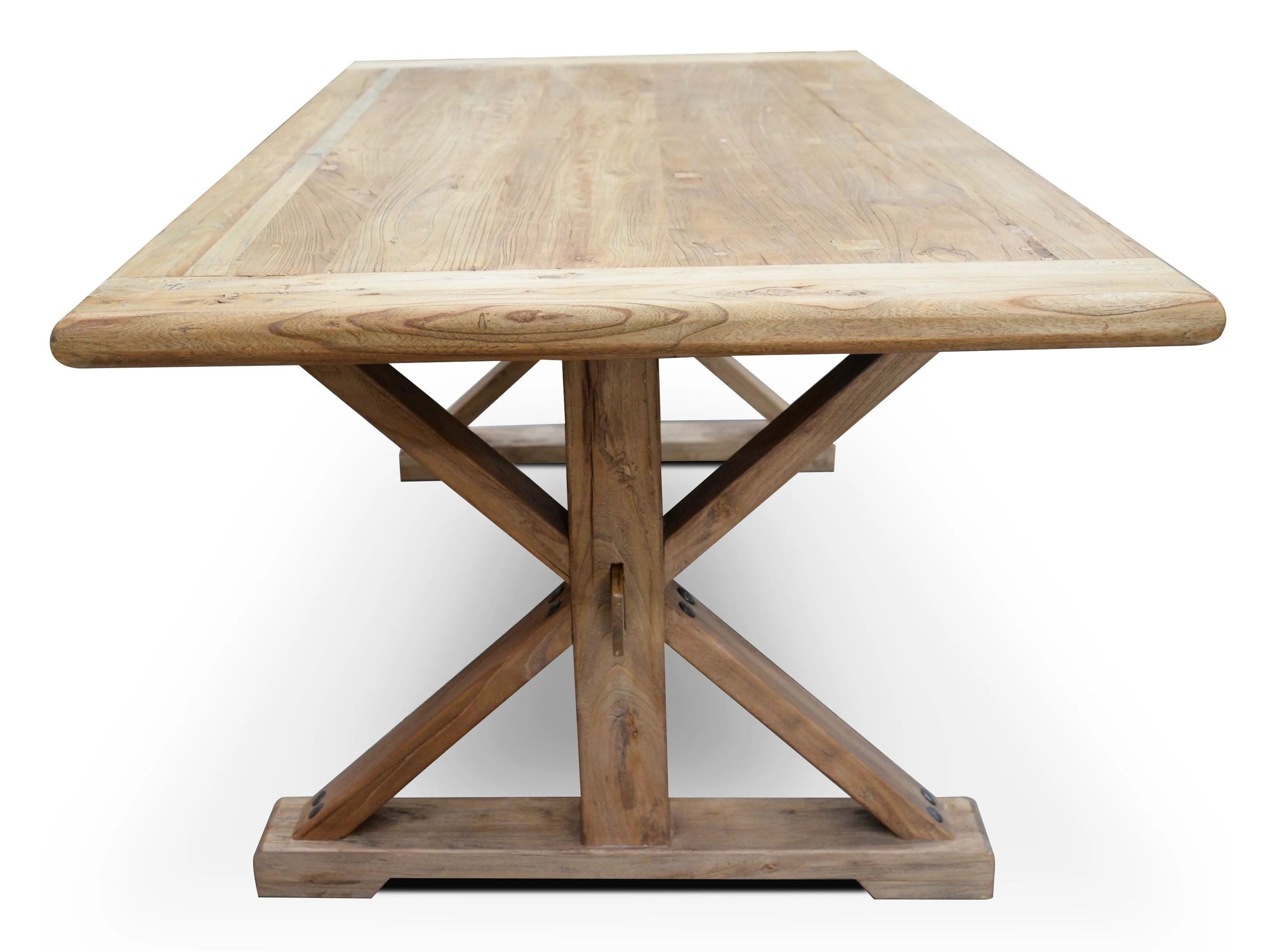 Winston 2m Reclaimed Elm Wood Dining Table - Rustic Natural