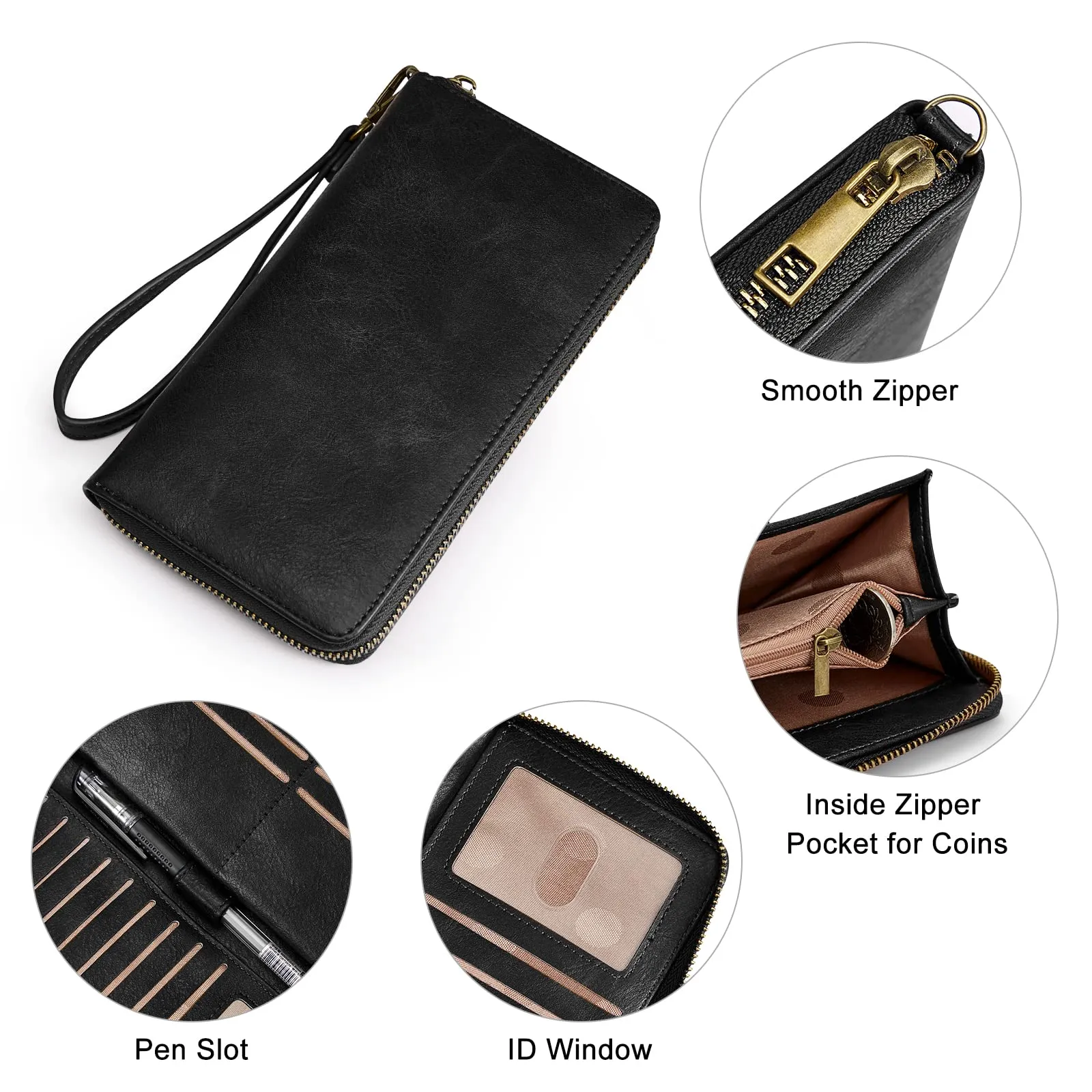 Wristlet Wallet for Women RFID Blocking Credit Card Phone Purse