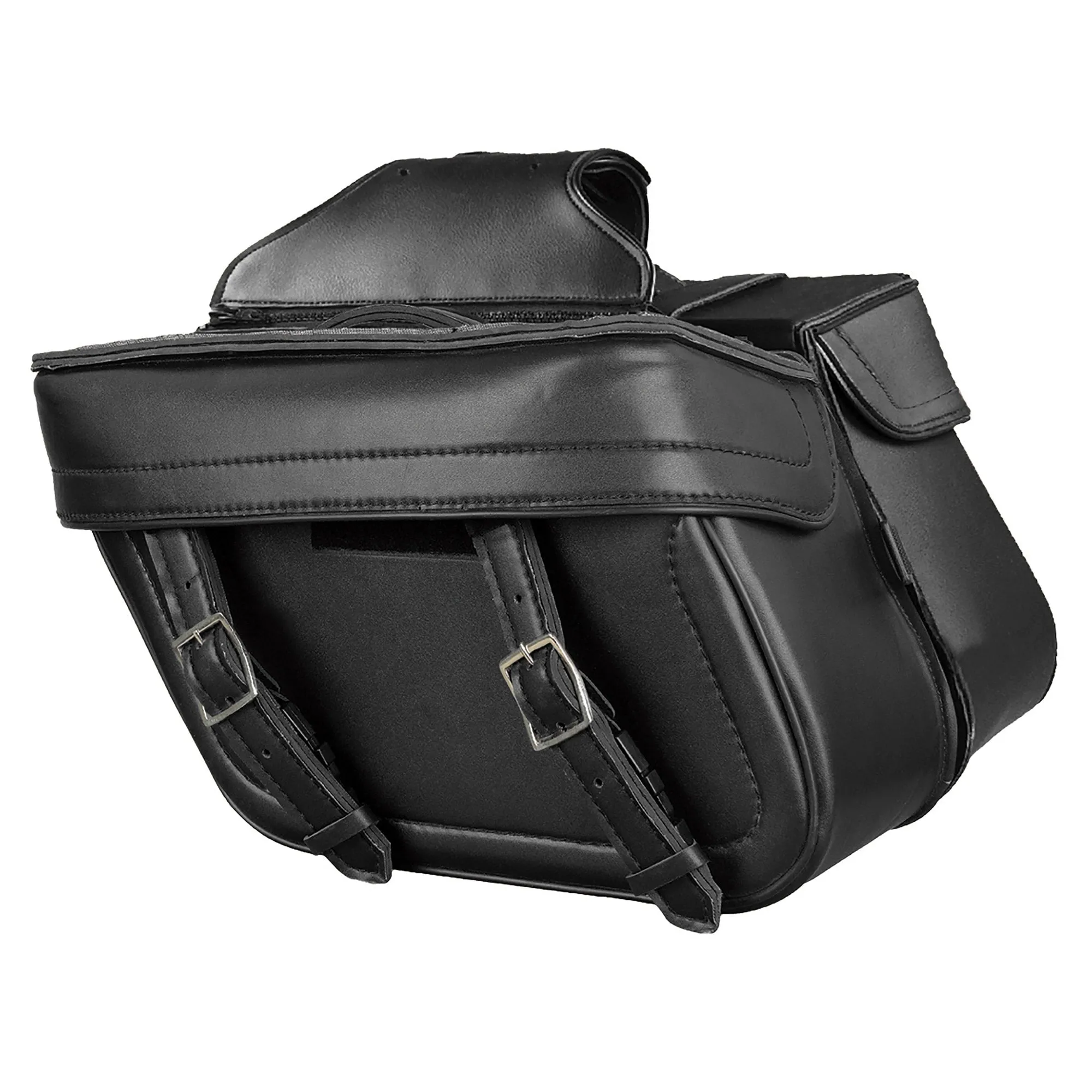 Zip Off PVC Throw Over Saddle Bag w/ Double Strap Front (14.5X9.5X6X19.5)