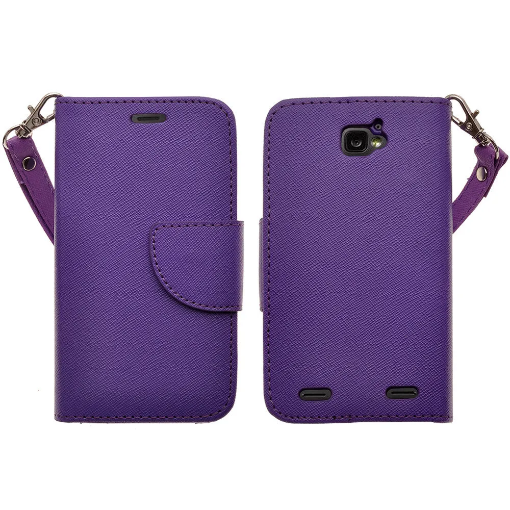 ZTE Zephyr Case, Wrist Strap Magnetic Fold[Kickstand] Pu Leather Wallet Case with ID & Credit Card Slots for ZTE Zephyr - Purple