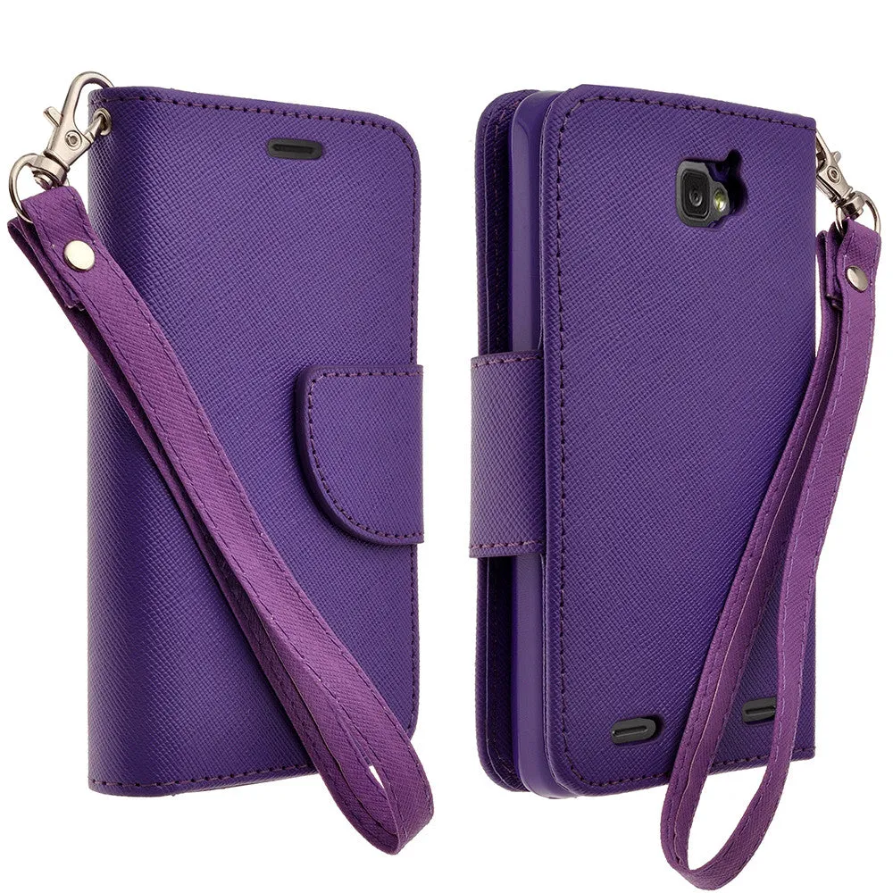 ZTE Zephyr Case, Wrist Strap Magnetic Fold[Kickstand] Pu Leather Wallet Case with ID & Credit Card Slots for ZTE Zephyr - Purple